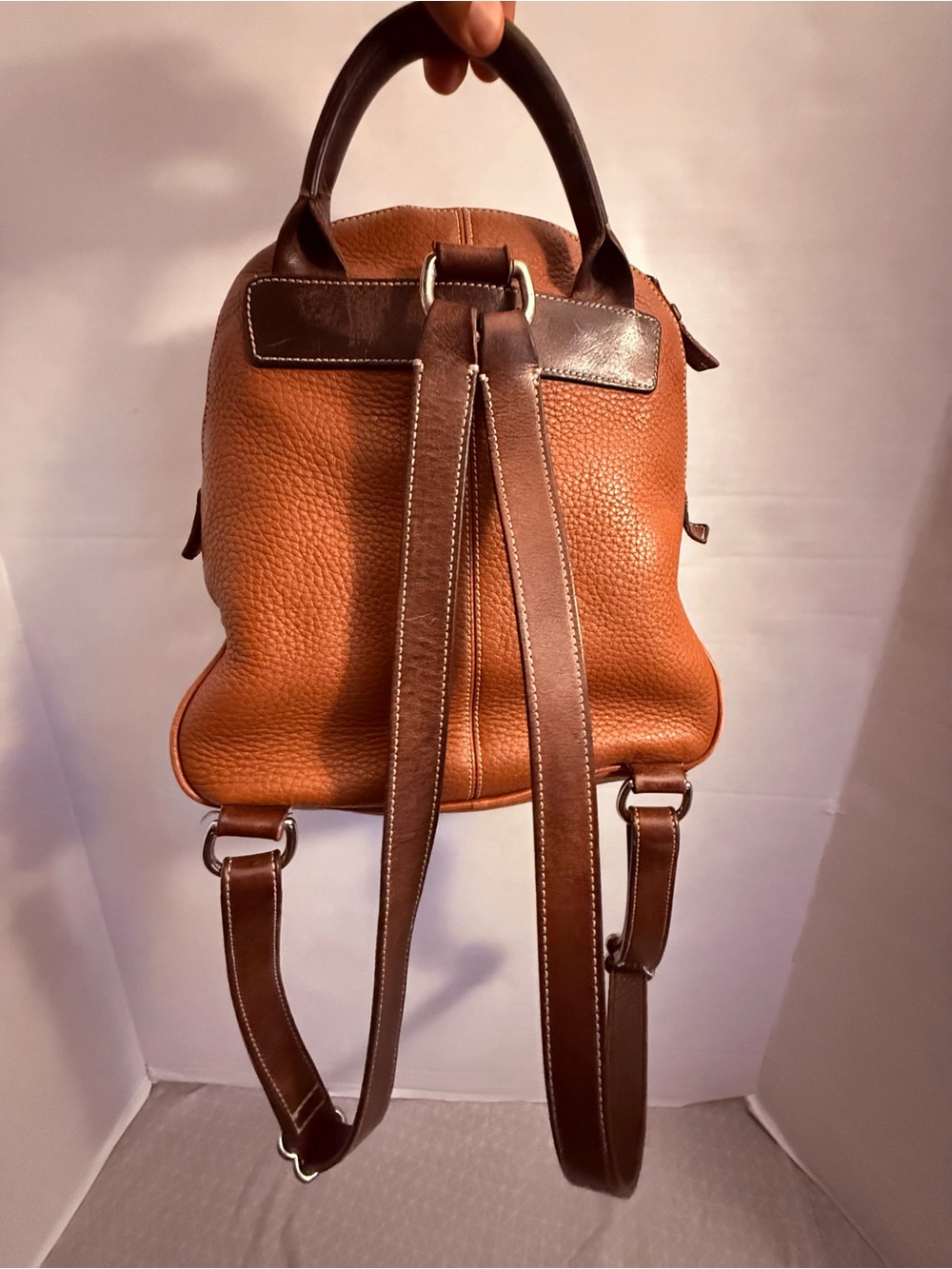 Dooney & Bourke Pebble Leather Cognac Brown Backpack - Picture 4 of 8